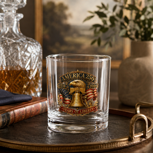 Liberty 1776 Whiskey Glass — America 250th Anniversary Patriotic Whiskey Glass