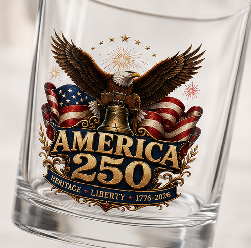 Stars, Stripes & Bourbon Whiskey Glass — America 250th Anniversary 10oz Bourbon Glass