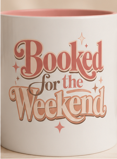 Booked for the Weekend Pink Accent Mug - Book Lover Coffee Cup