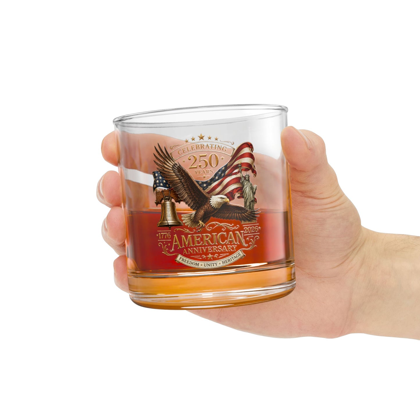 Cheers to 250 Years Whiskey Glass — America 250th Anniversary 10oz Bourbon Glass