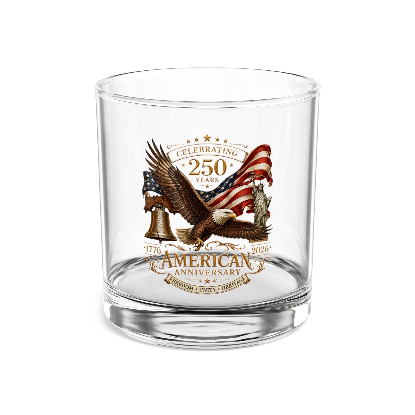 Cheers to 250 Years Whiskey Glass — America 250th Anniversary 10oz Bourbon Glass