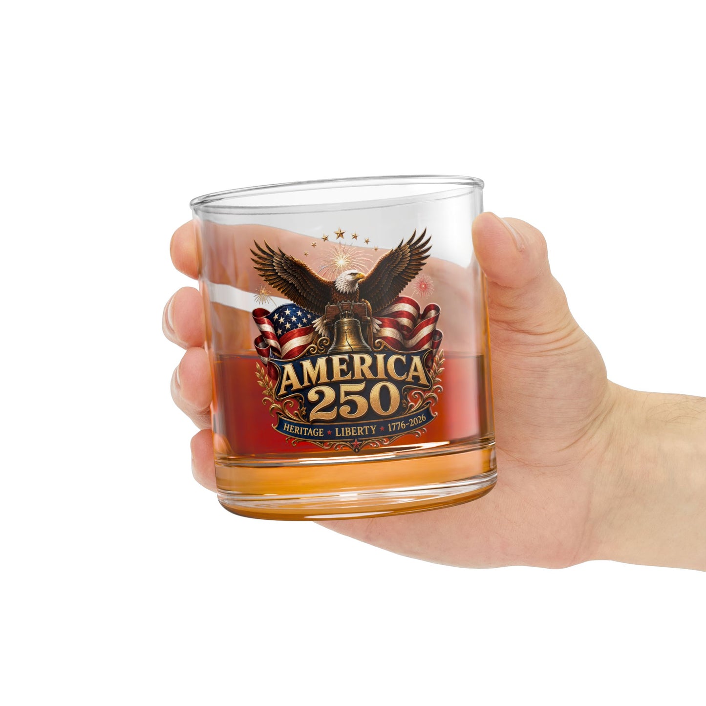 Stars, Stripes & Bourbon Whiskey Glass — America 250th Anniversary 10oz Bourbon Glass