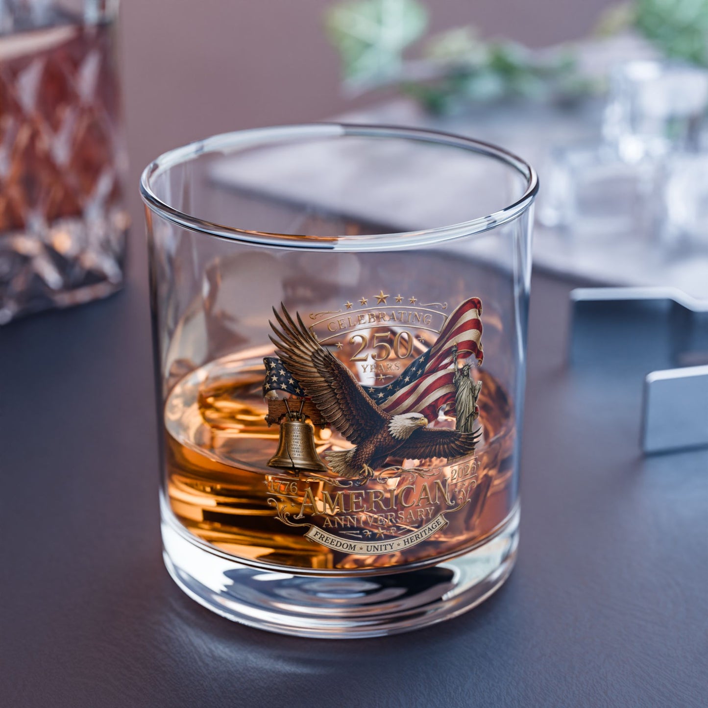 Cheers to 250 Years Whiskey Glass — America 250th Anniversary 10oz Bourbon Glass
