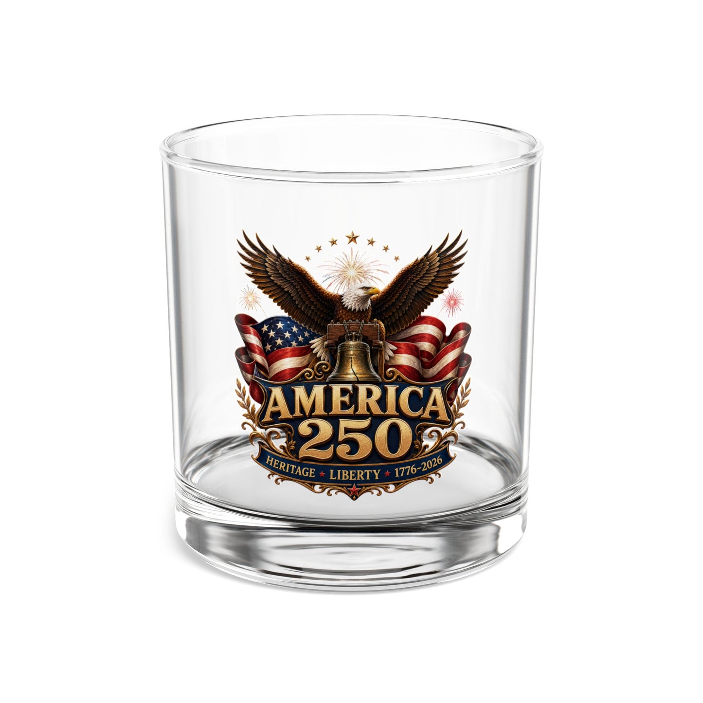 Stars, Stripes & Bourbon Whiskey Glass — America 250th Anniversary 10oz Bourbon Glass