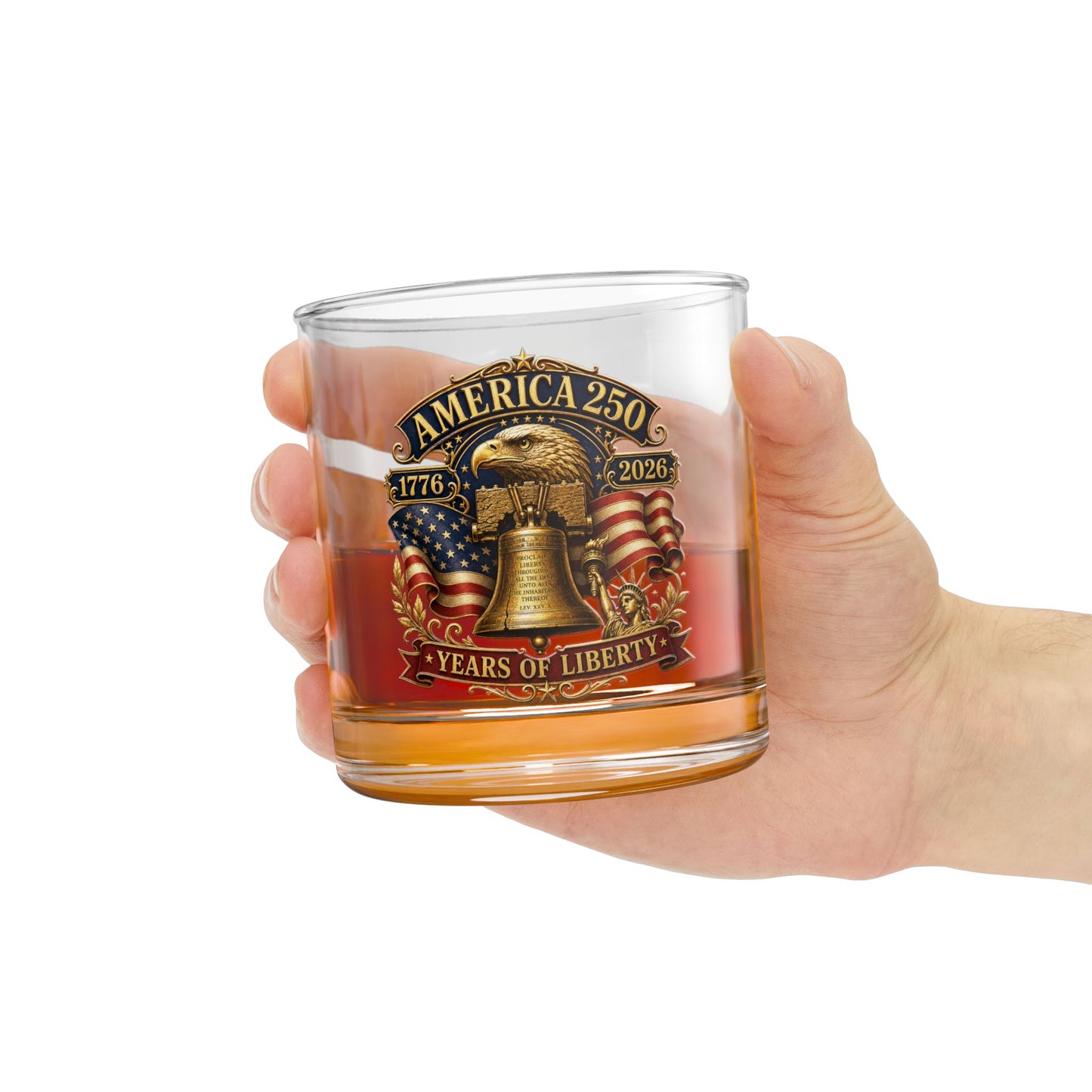 Liberty 1776 Whiskey Glass — America 250th Anniversary Patriotic Whiskey Glass