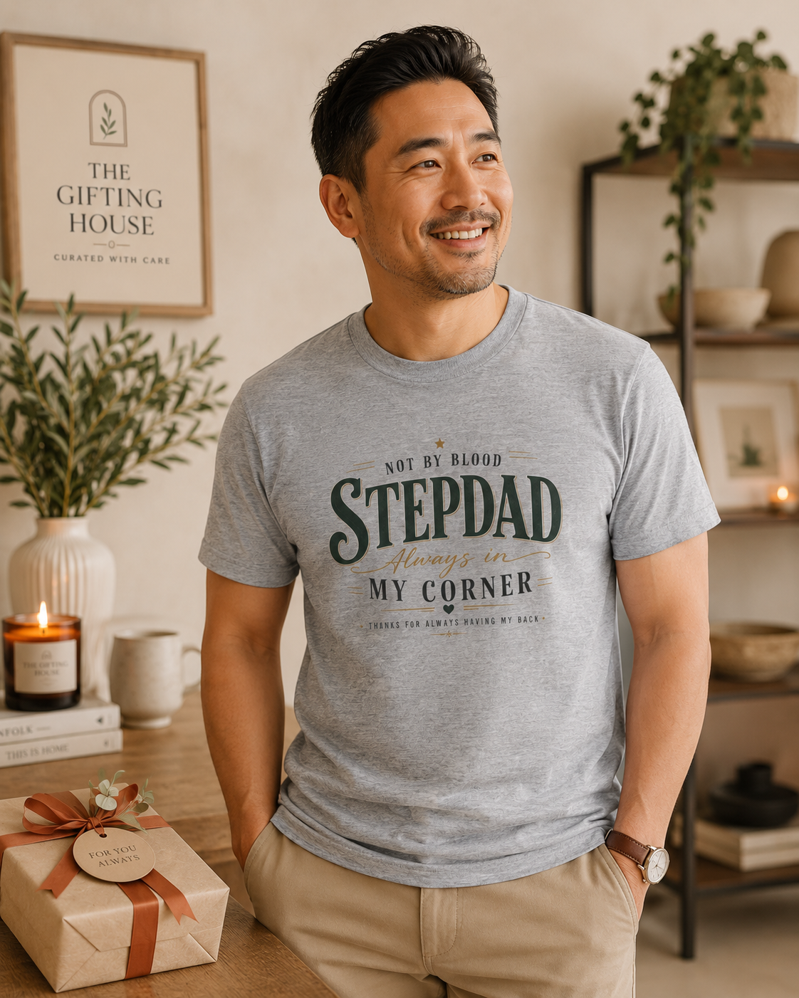 Stepdad Always in My Corner T-Shirt — ‘Not By Blood’ Sentimental Father Figure Tee