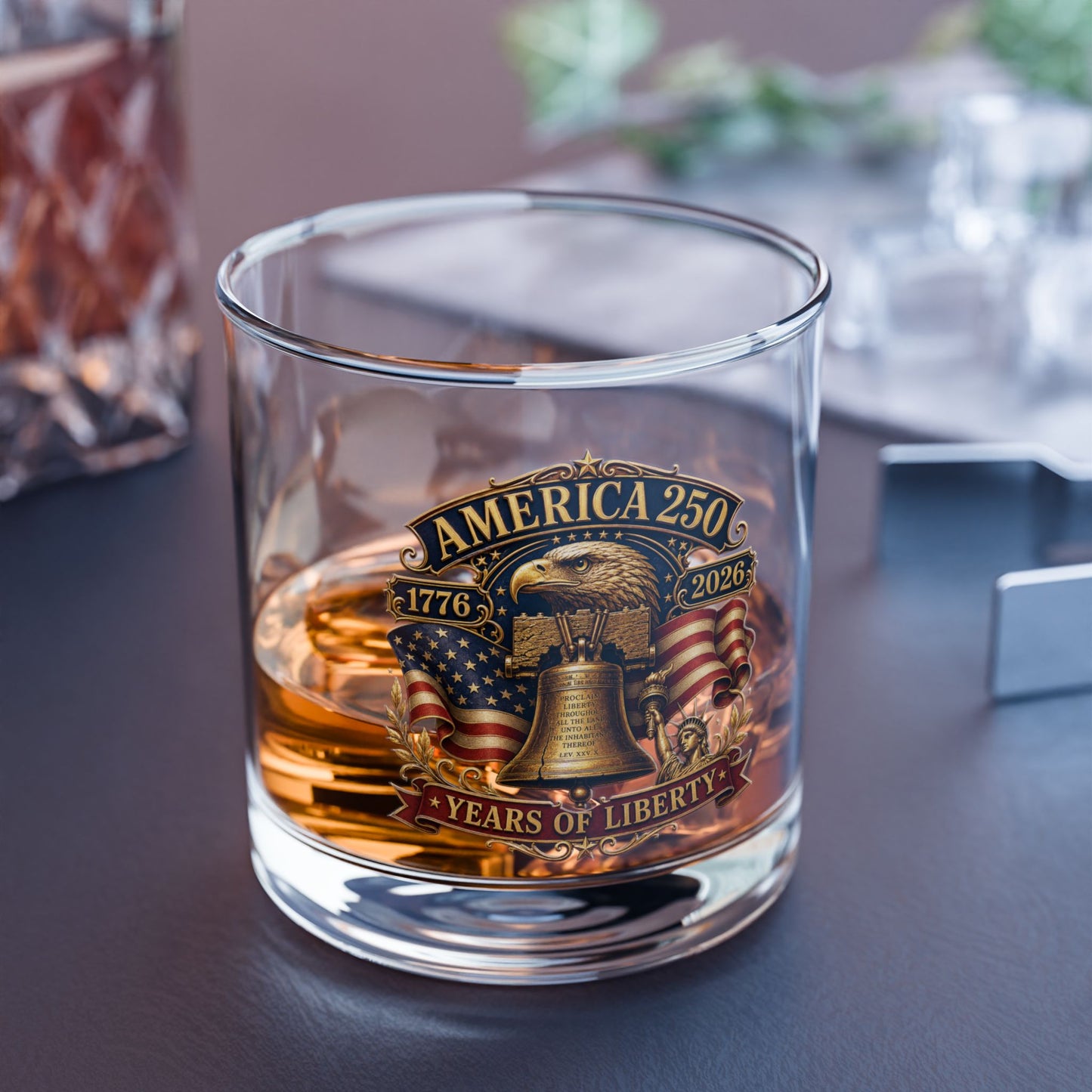 Liberty 1776 Whiskey Glass — America 250th Anniversary Patriotic Whiskey Glass