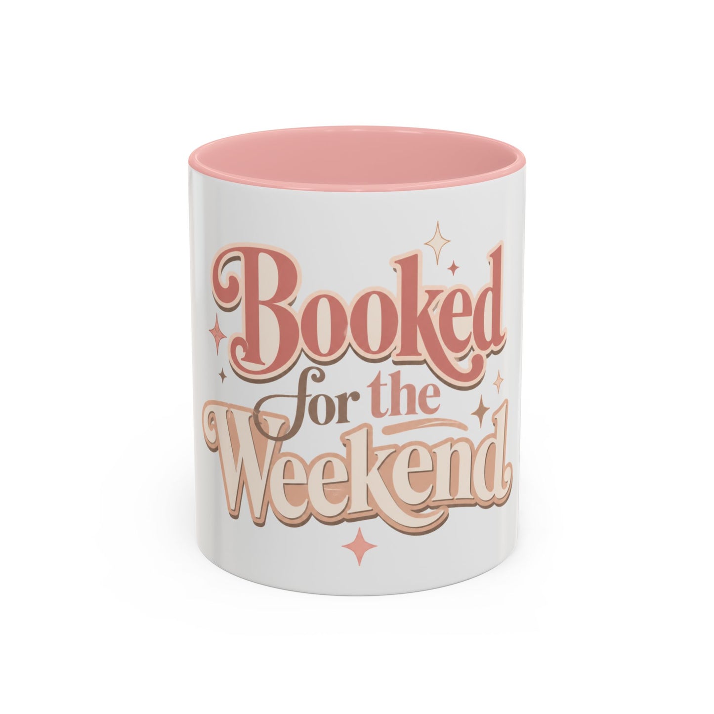 Booked for the Weekend Pink Accent Mug - Book Lover Coffee Cup