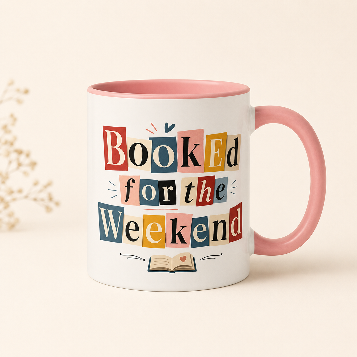 Booked for the Weekend Accent Coffee Mug - Cute Book Lover Cup