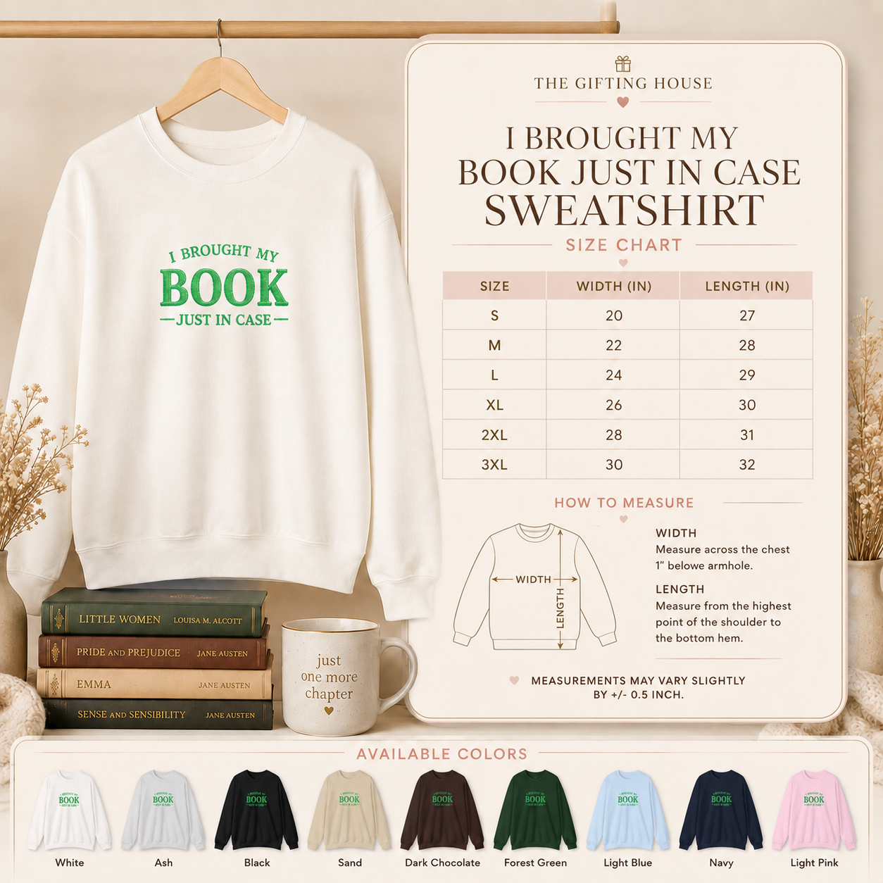 I Brought My Book Just in Case Cozy Reader Pullover – Crewneck Sweatshirt Gift