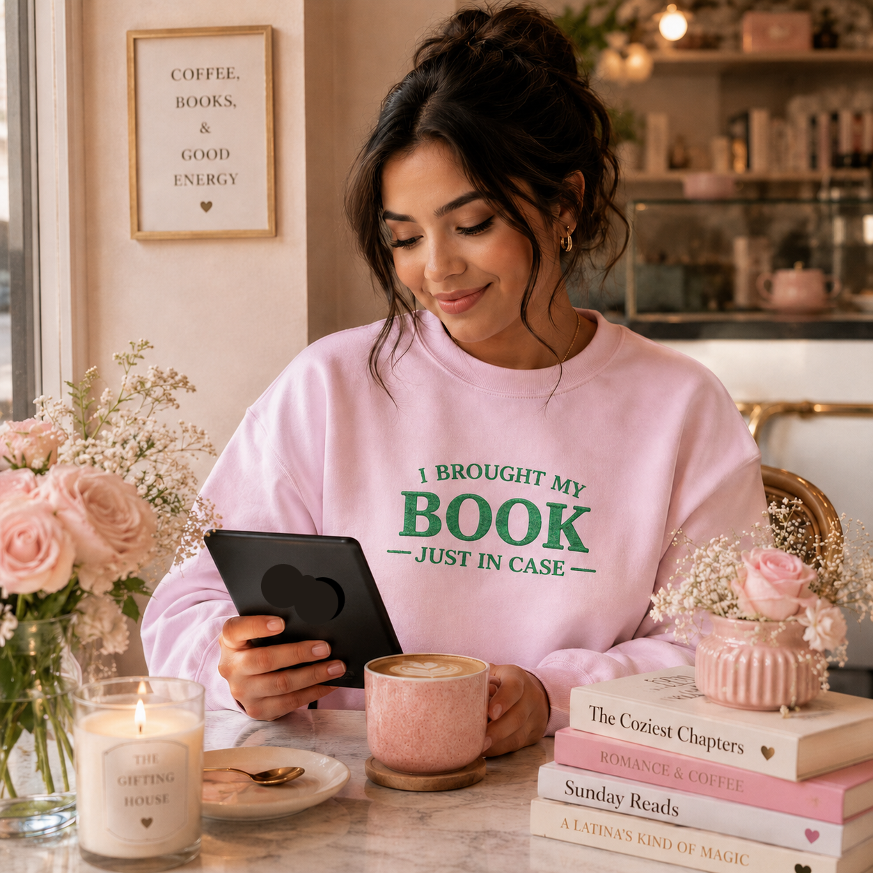 I Brought My Book Just in Case Cozy Reader Pullover – Crewneck Sweatshirt Gift