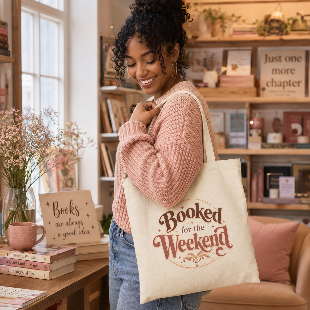 Booked for the Weekend Cotton Tote - Book Lover Gift