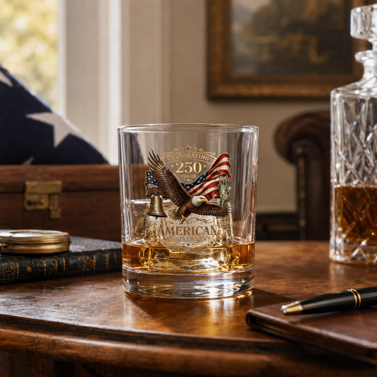 Cheers to 250 Years Whiskey Glass — America 250th Anniversary 10oz Bourbon Glass