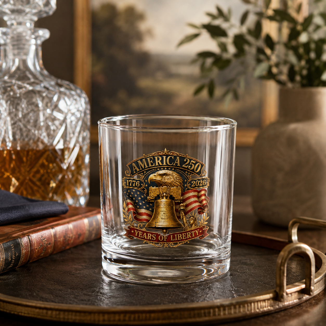 Liberty 1776 Whiskey Glass — America 250th Anniversary Patriotic Whiskey Glass