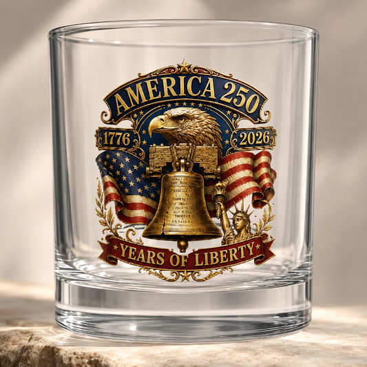Liberty 1776 Whiskey Glass — America 250th Anniversary Patriotic Whiskey Glass