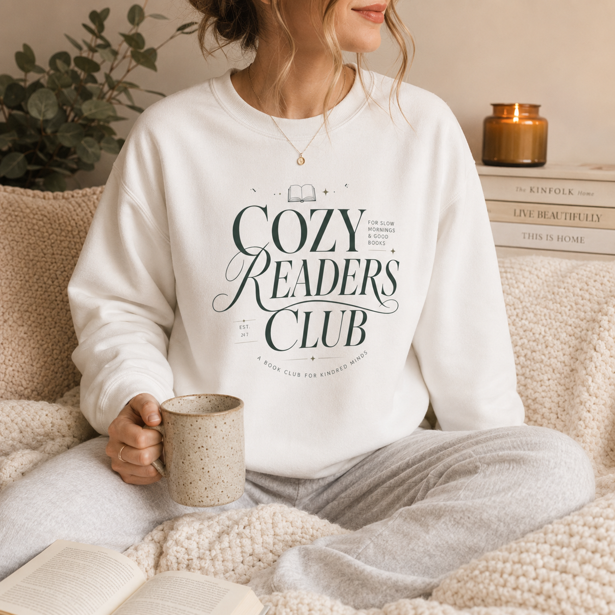Cozy Readers Club Sweatshirt - Book Lover Crewneck