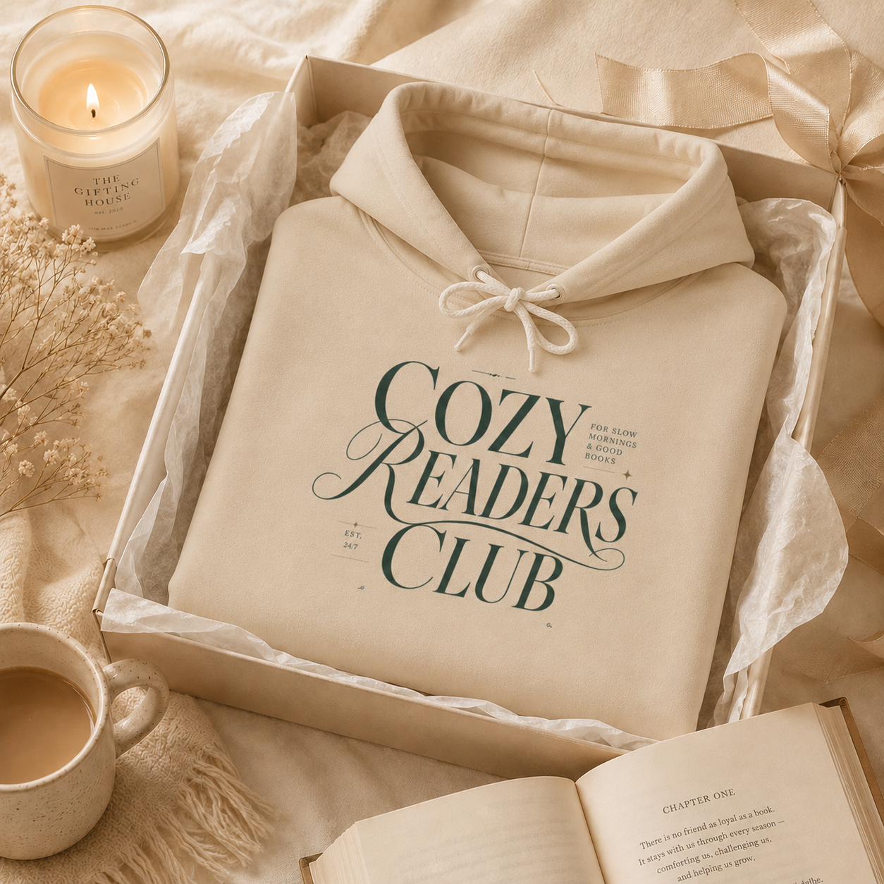 Cozy Readers Club Hoodie - Pullover for Book Lovers