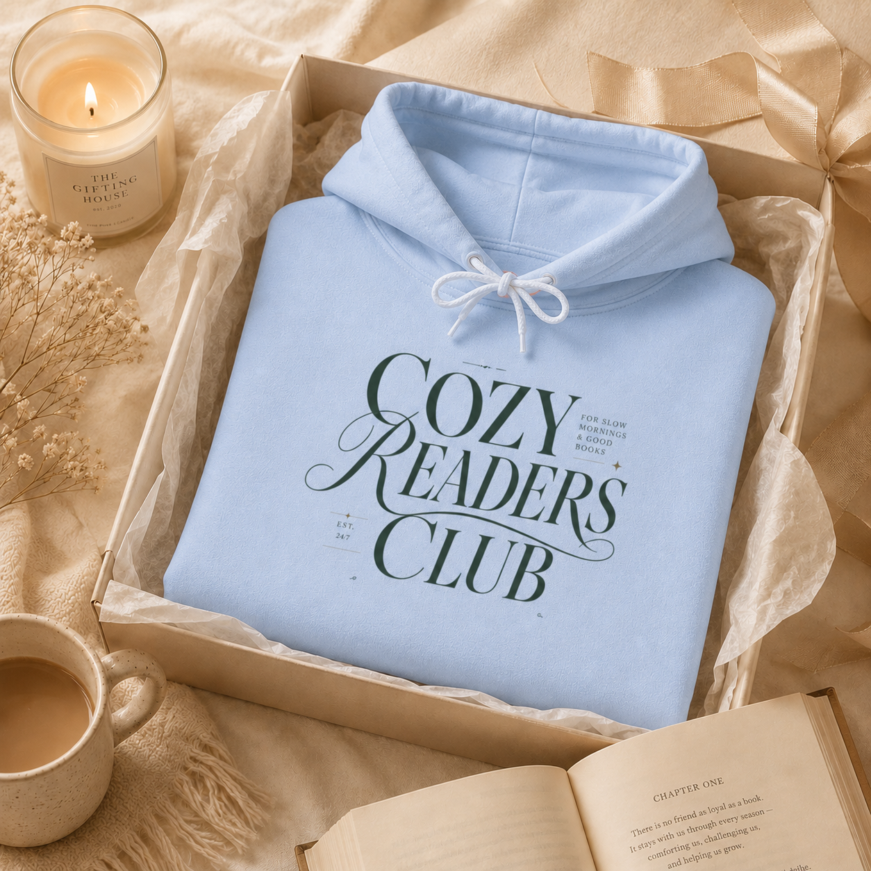 Cozy Readers Club Hoodie - Pullover for Book Lovers