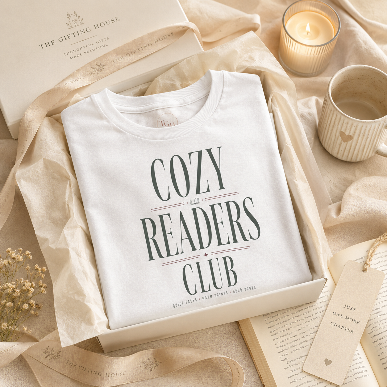 Cozy Readers Club T-Shirt - Feminine Literary Tee