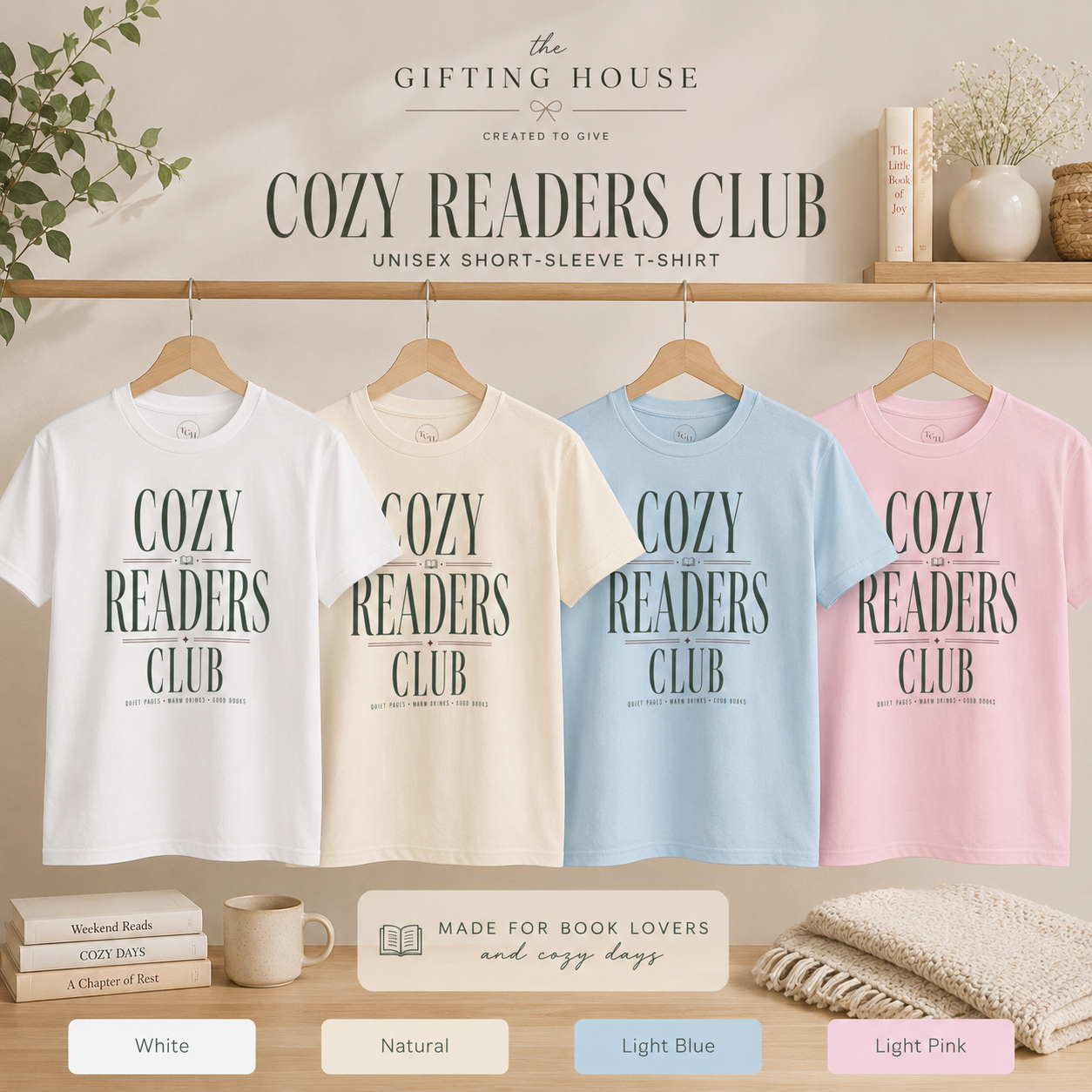 Cozy Readers Club T-Shirt - Feminine Literary Tee
