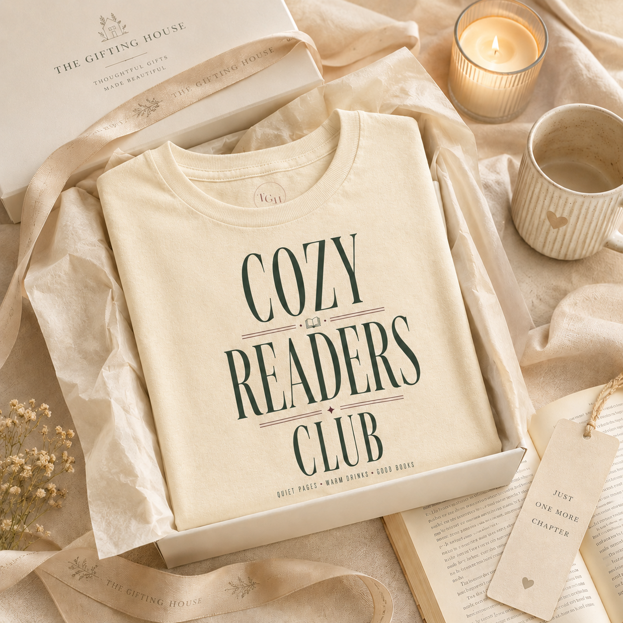 Cozy Readers Club T-Shirt - Feminine Literary Tee