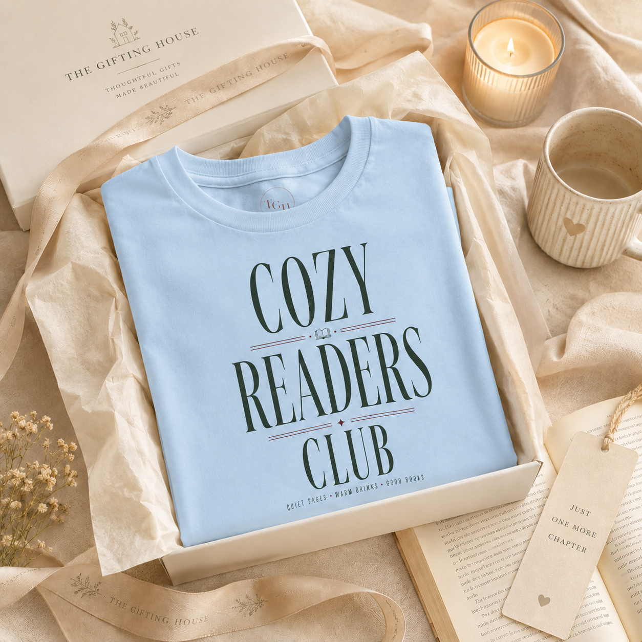 Cozy Readers Club T-Shirt - Feminine Literary Tee