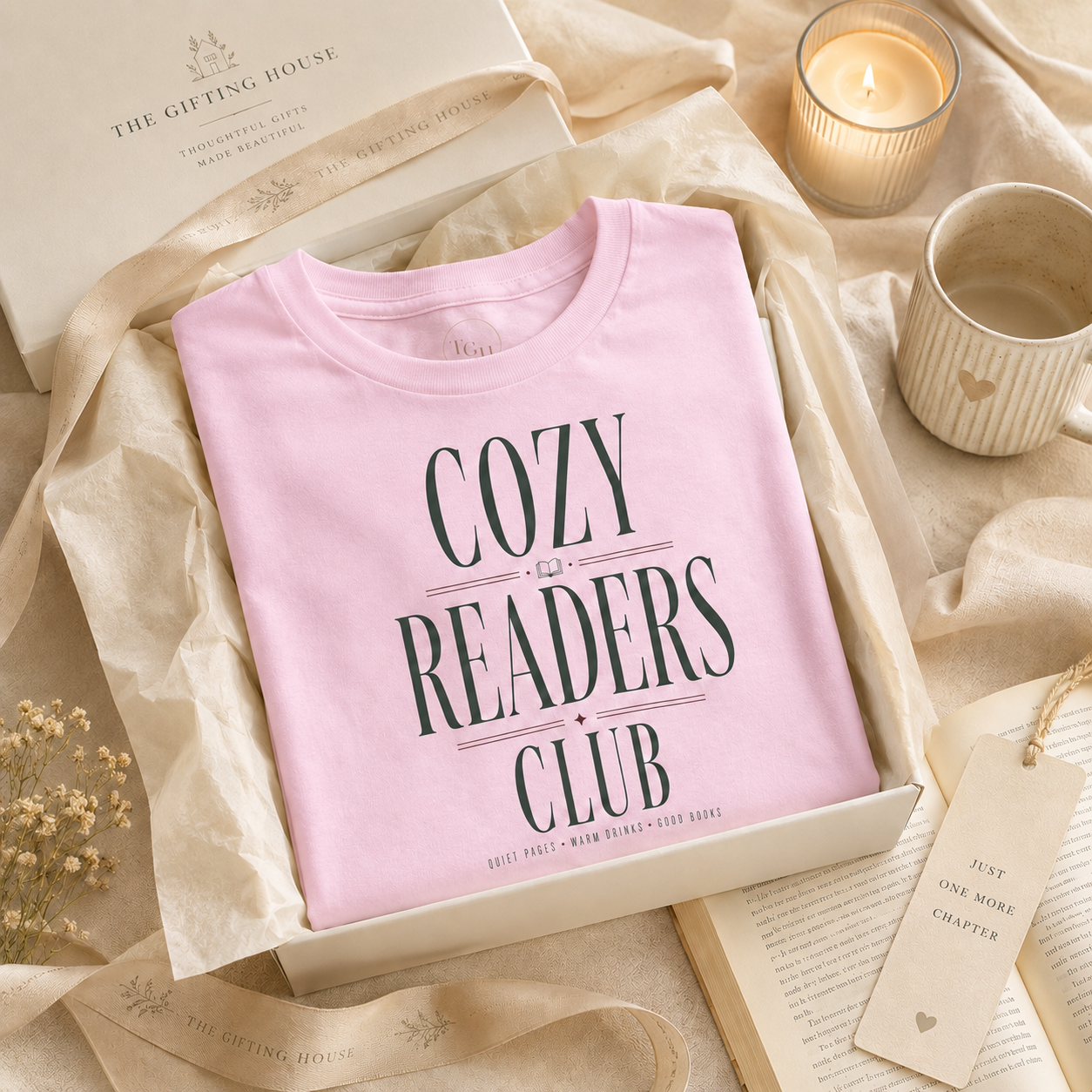 Cozy Readers Club T-Shirt - Feminine Literary Tee