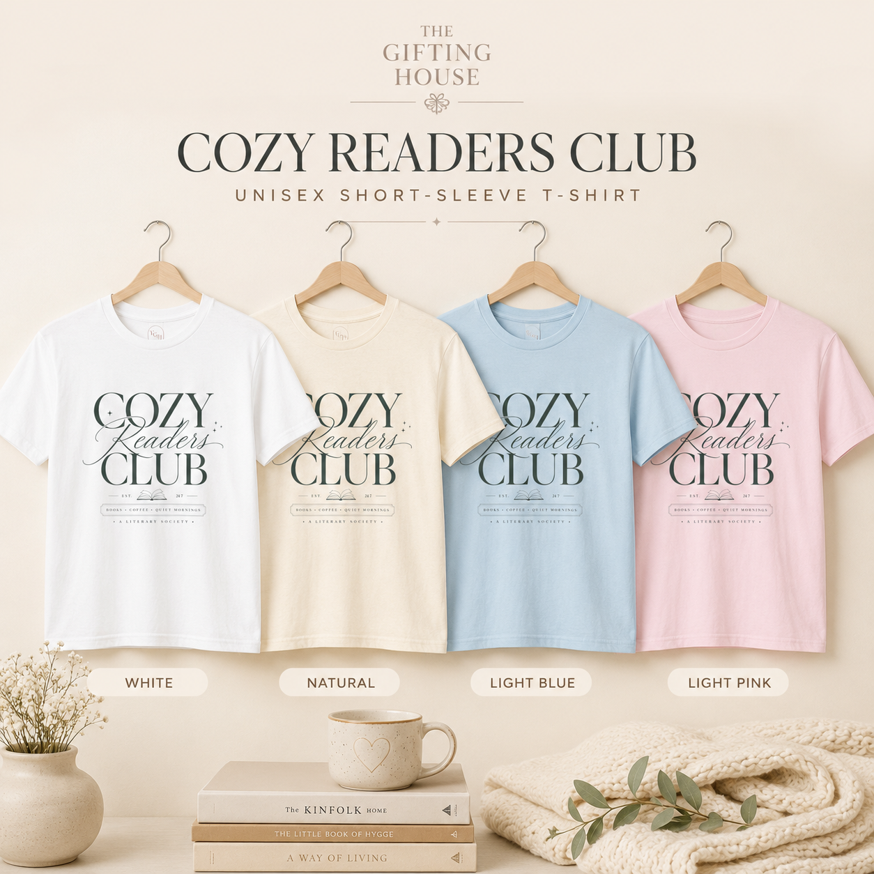 Cozy Readers Club T-Shirt - Elegant Book Lover Tee