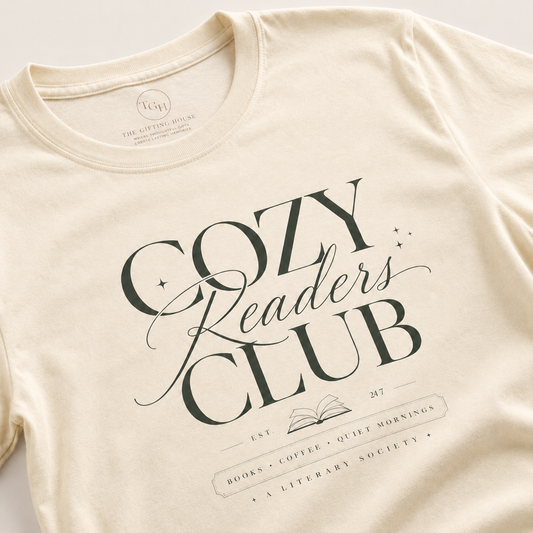 Cozy Readers Club T-Shirt - Elegant Book Lover Tee