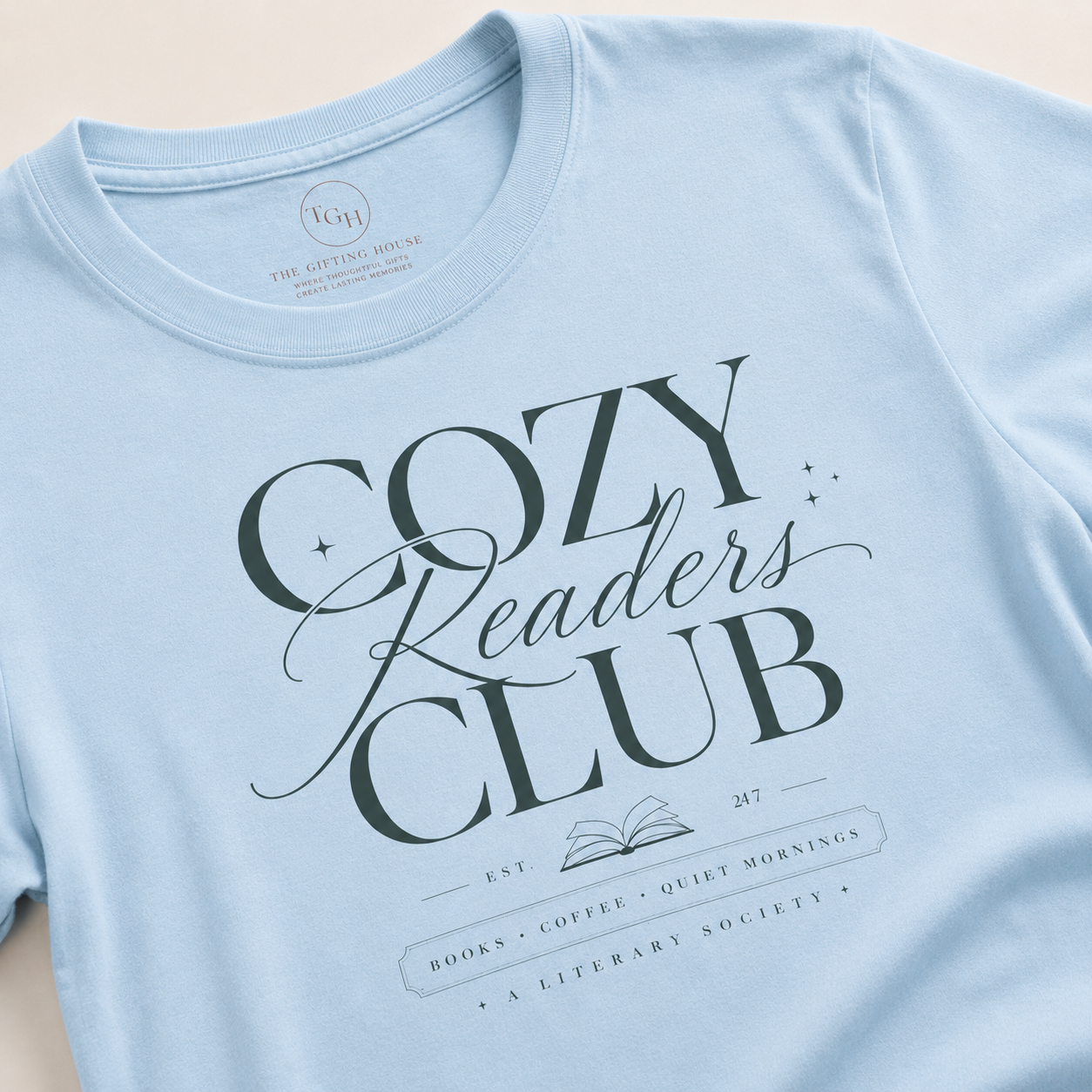 Cozy Readers Club T-Shirt - Elegant Book Lover Tee
