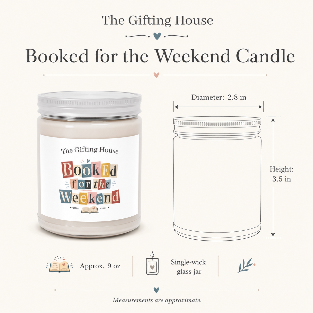 Bookish Soy Candle 9oz - Booked for the Weekend Reader Gift