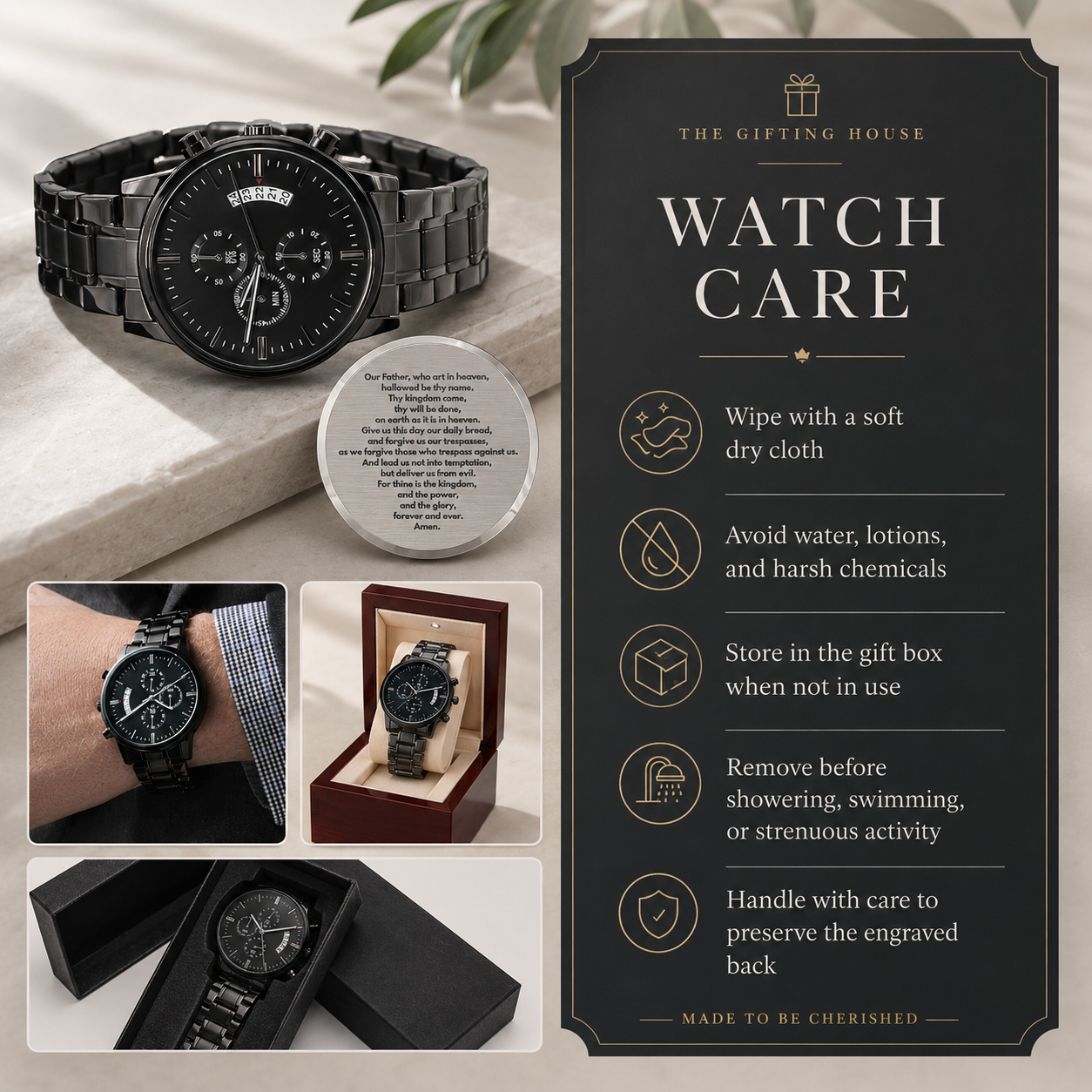The Lord's Prayer Men's Watch — Christian Faith Gift