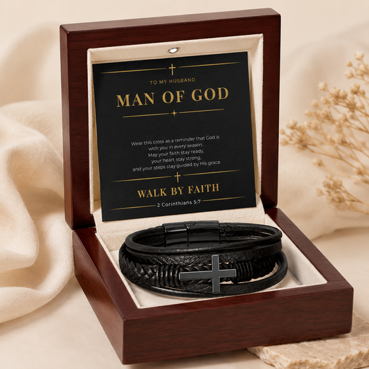 Man of God Cross Bracelet — Gift for Husband