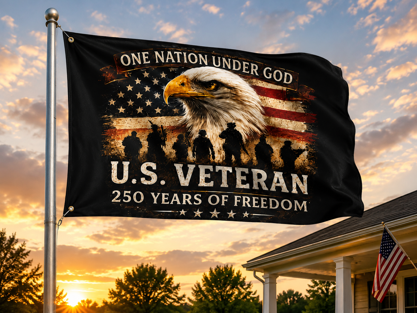 US Veteran 250th Anniversary Flag — 4th of July Patriotic Decor