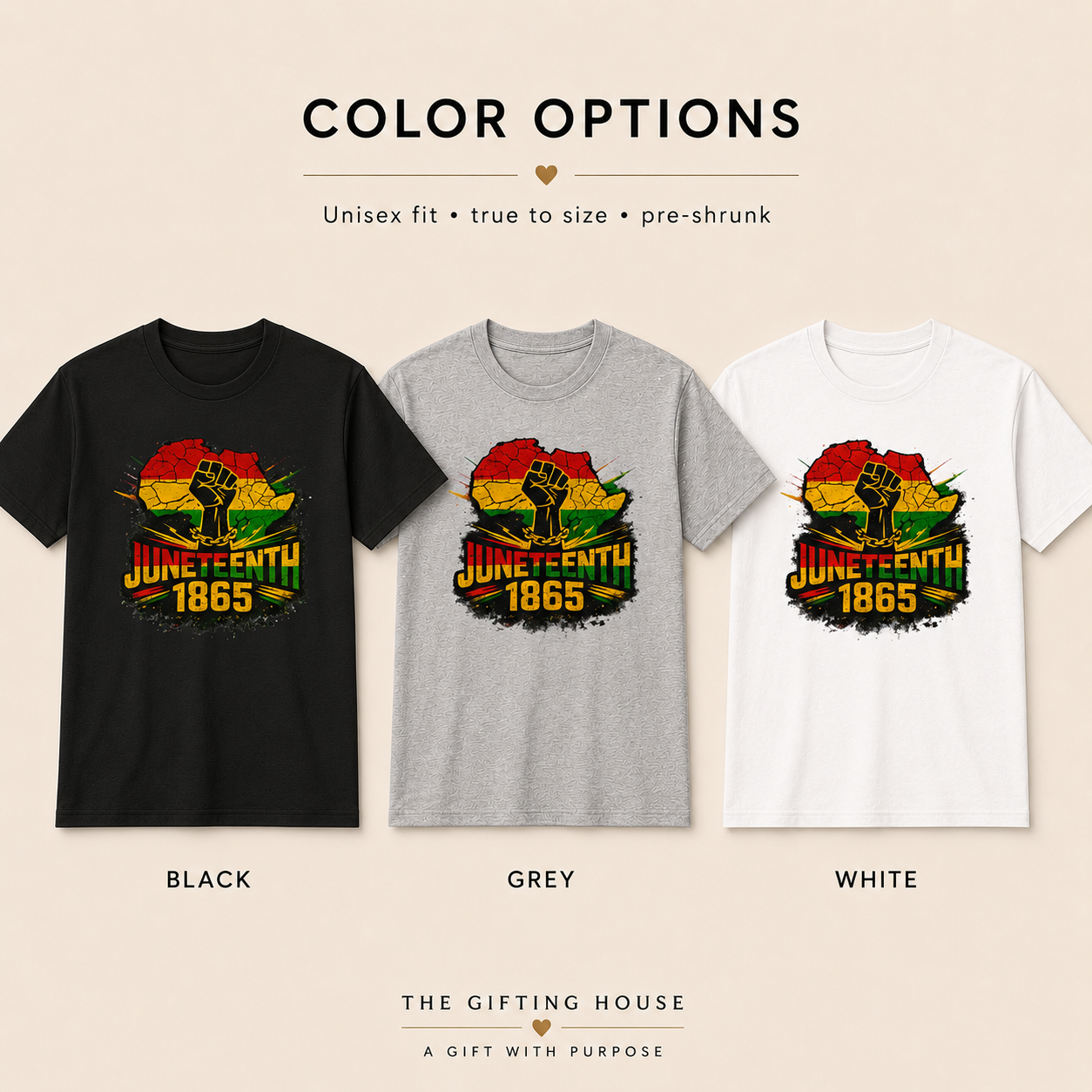 Juneteenth 1865 T-Shirt — Black Power Fist Celebration Tee