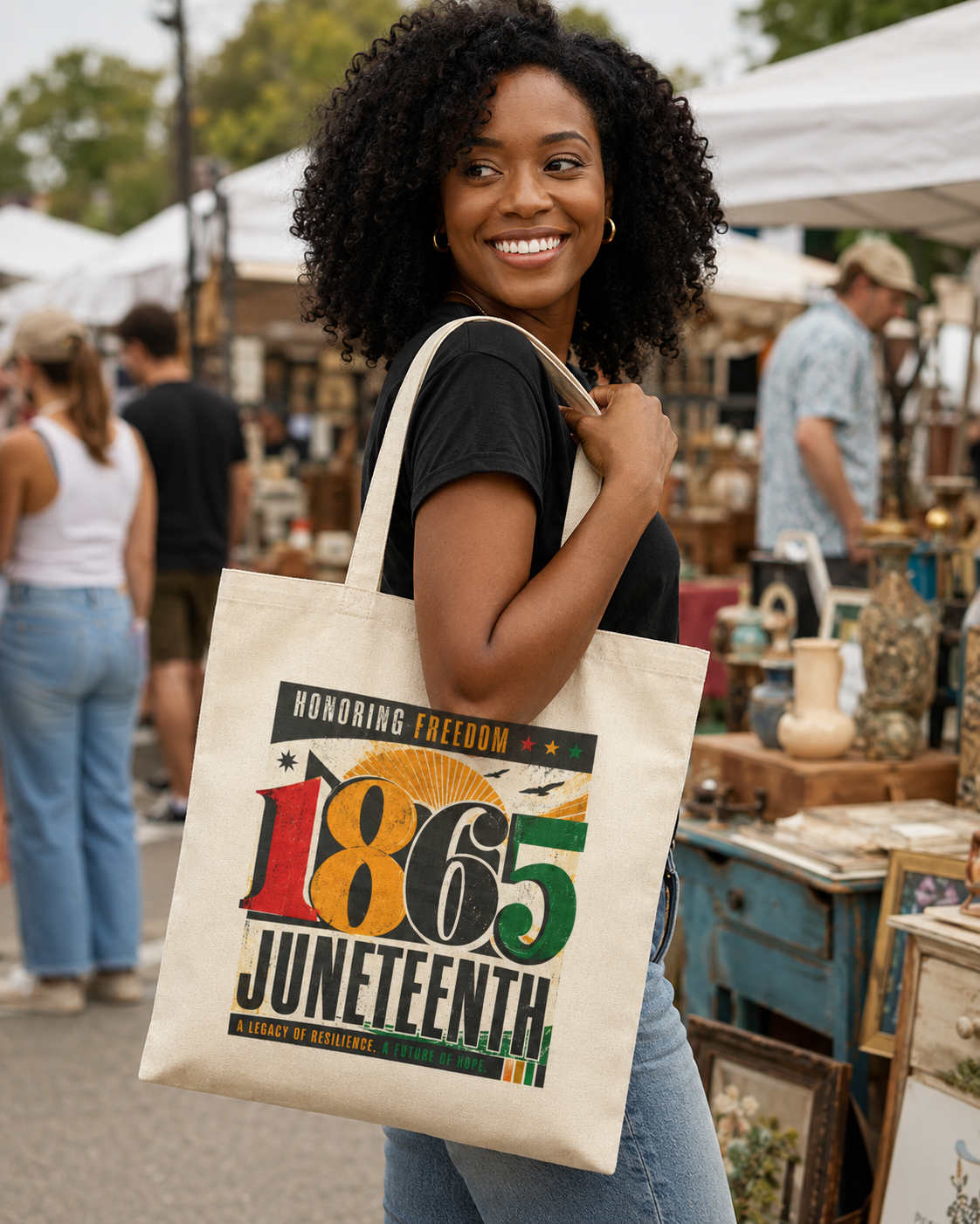 Honoring Freedom Cotton Canvas Tote — Juneteenth Gift