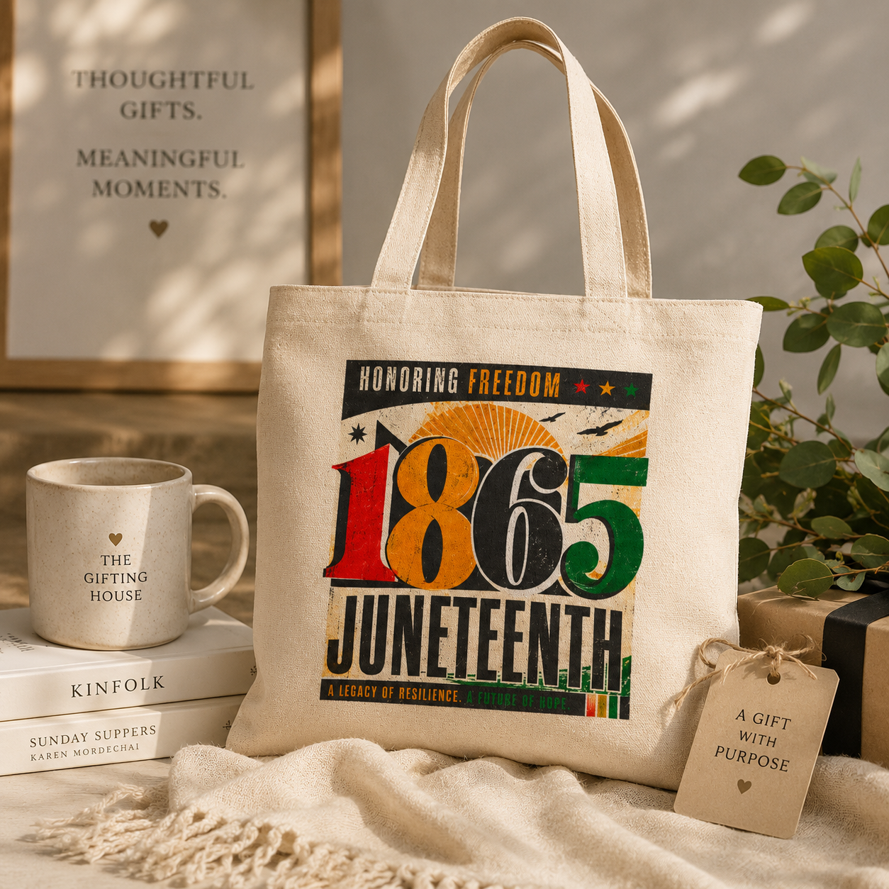 Honoring Freedom Cotton Canvas Tote — Juneteenth Gift