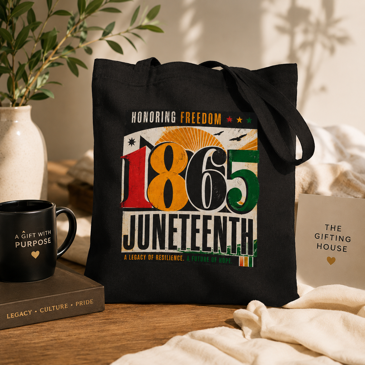 Honoring Freedom Cotton Canvas Tote — Juneteenth Gift