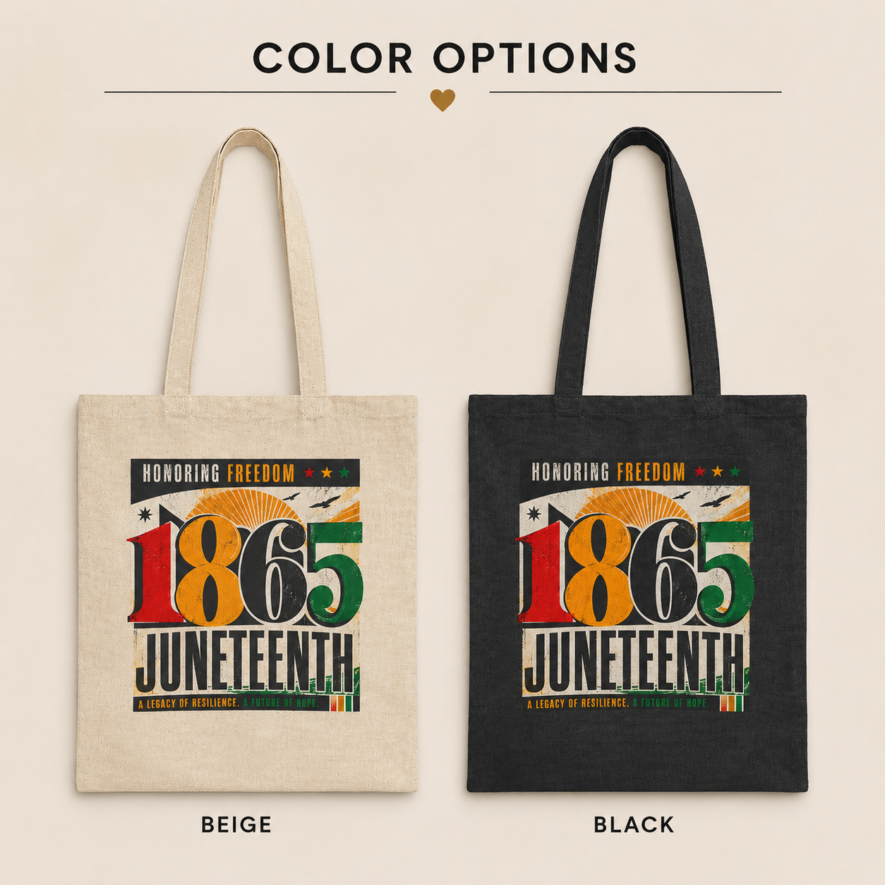 Honoring Freedom Cotton Canvas Tote — Juneteenth Gift