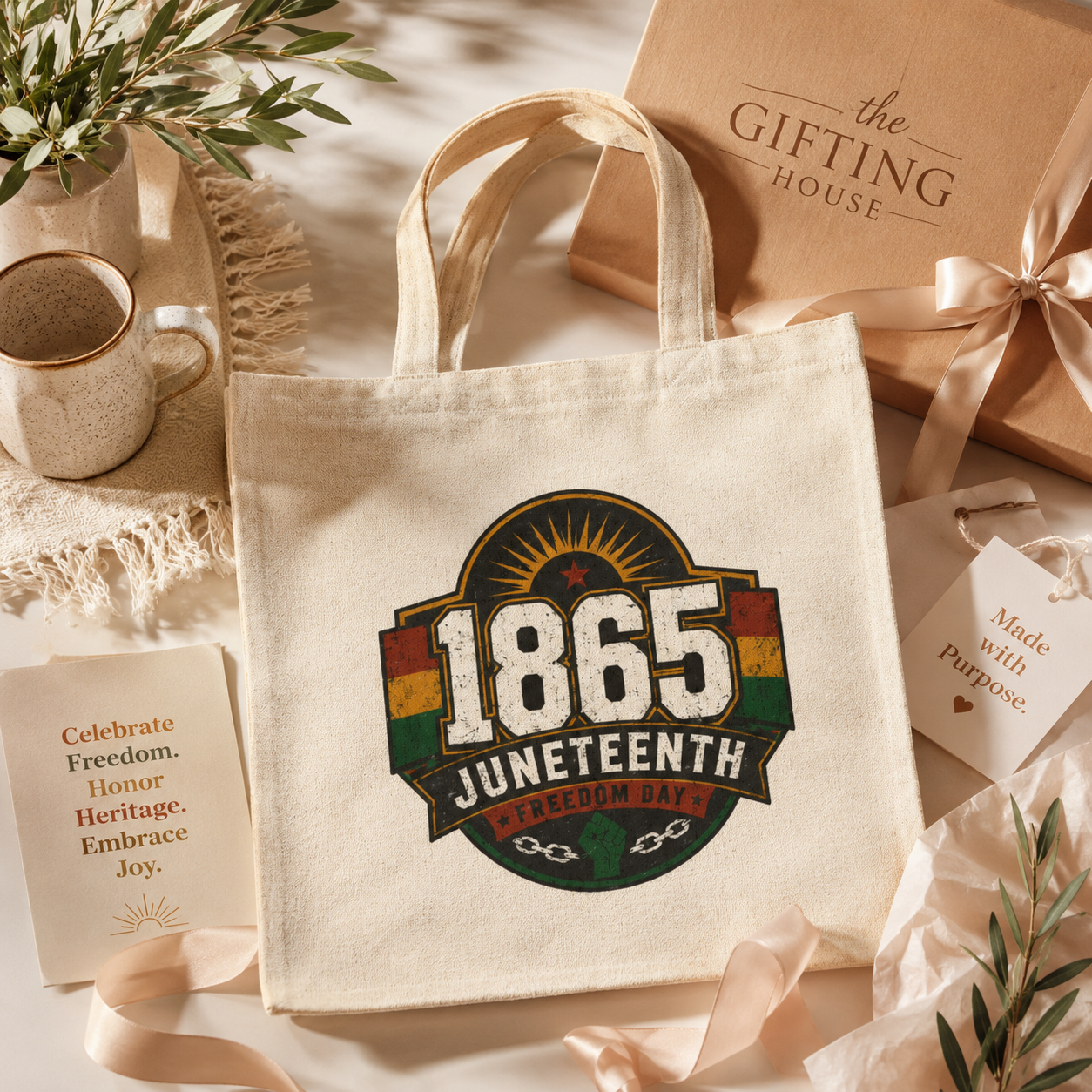 Juneteenth 1865 Canvas Tote Bag – Black History Celebration Gift