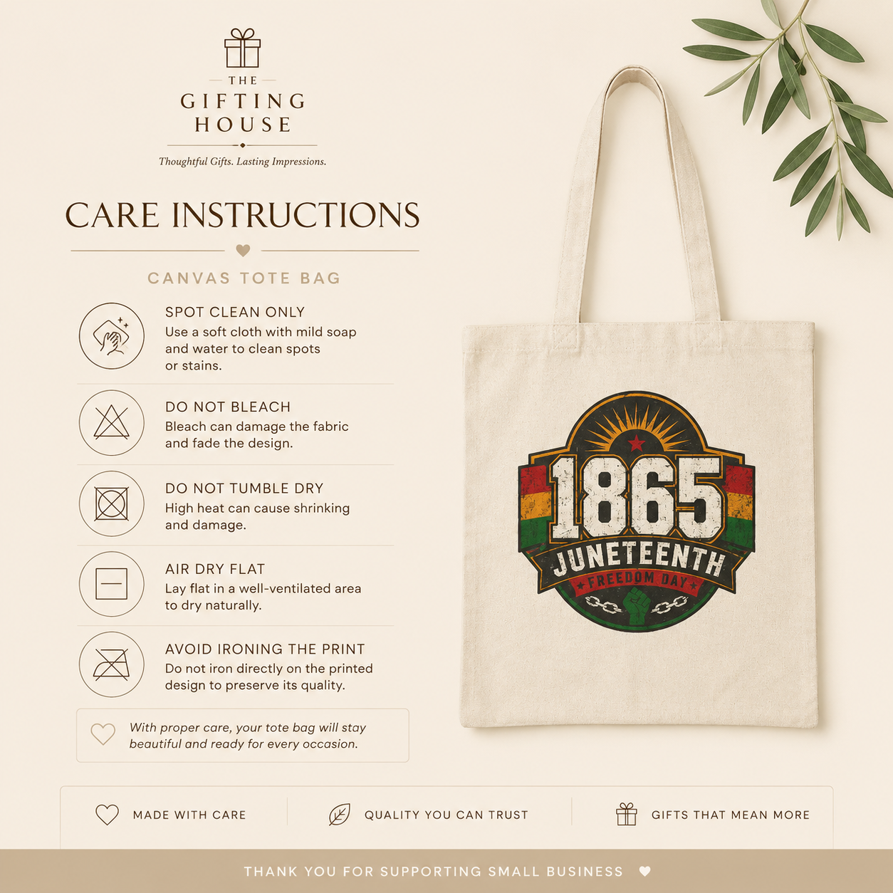 Juneteenth 1865 Canvas Tote Bag – Black History Celebration Gift