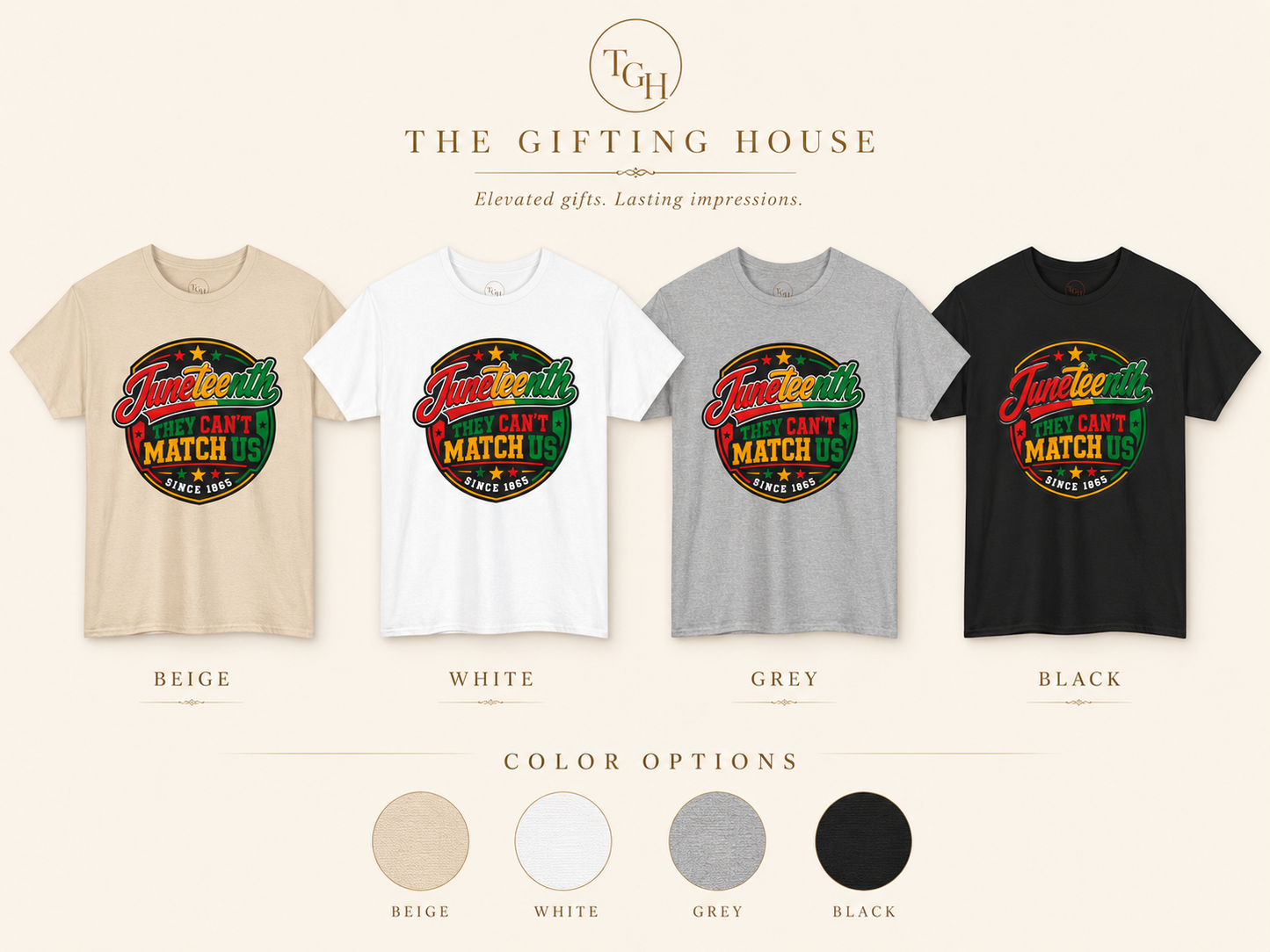 "They Can't Match Us" Retro Badge T-Shirt (Since 1865) - Juneteenth Tee Gift
