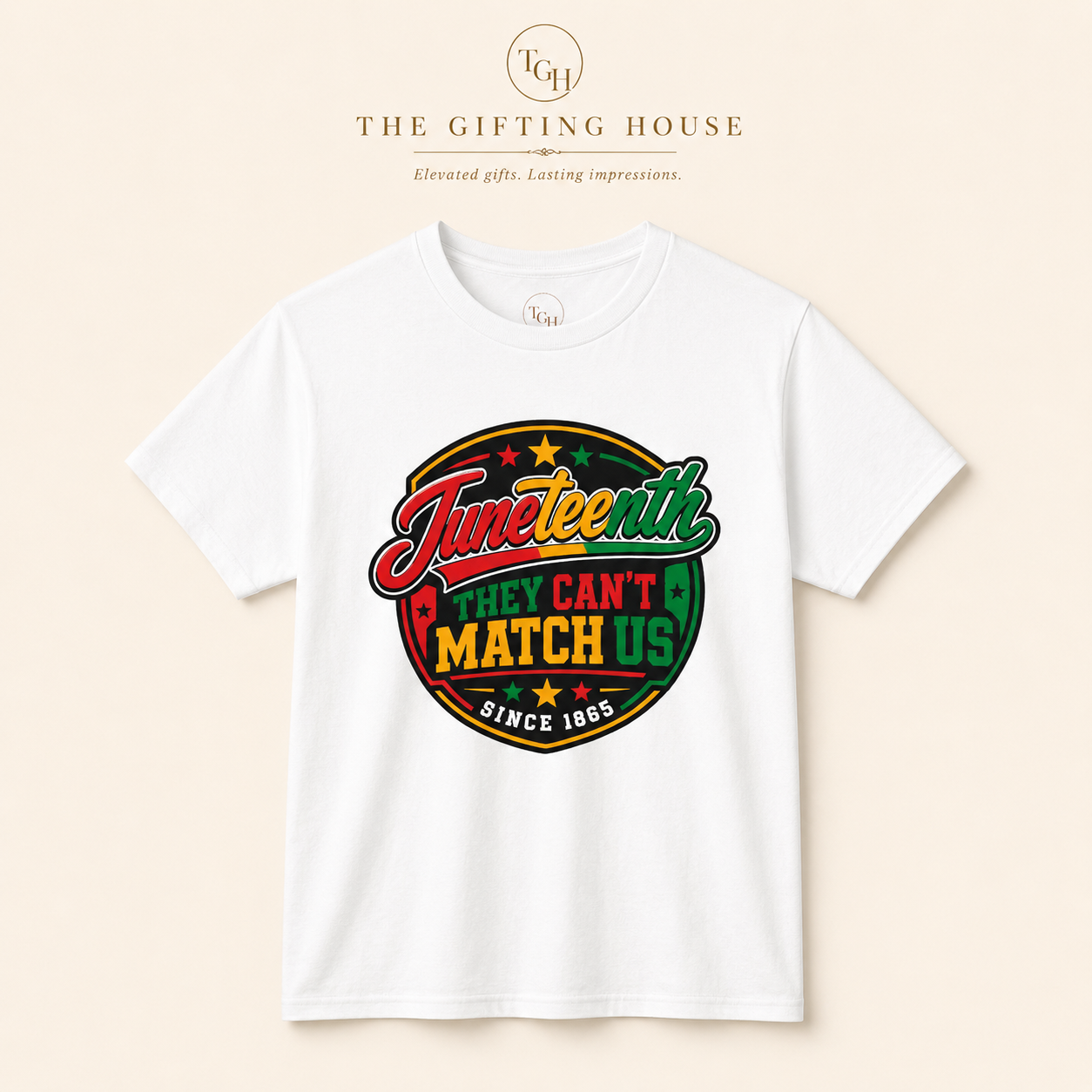 "They Can't Match Us" Retro Badge T-Shirt (Since 1865) - Juneteenth Tee Gift
