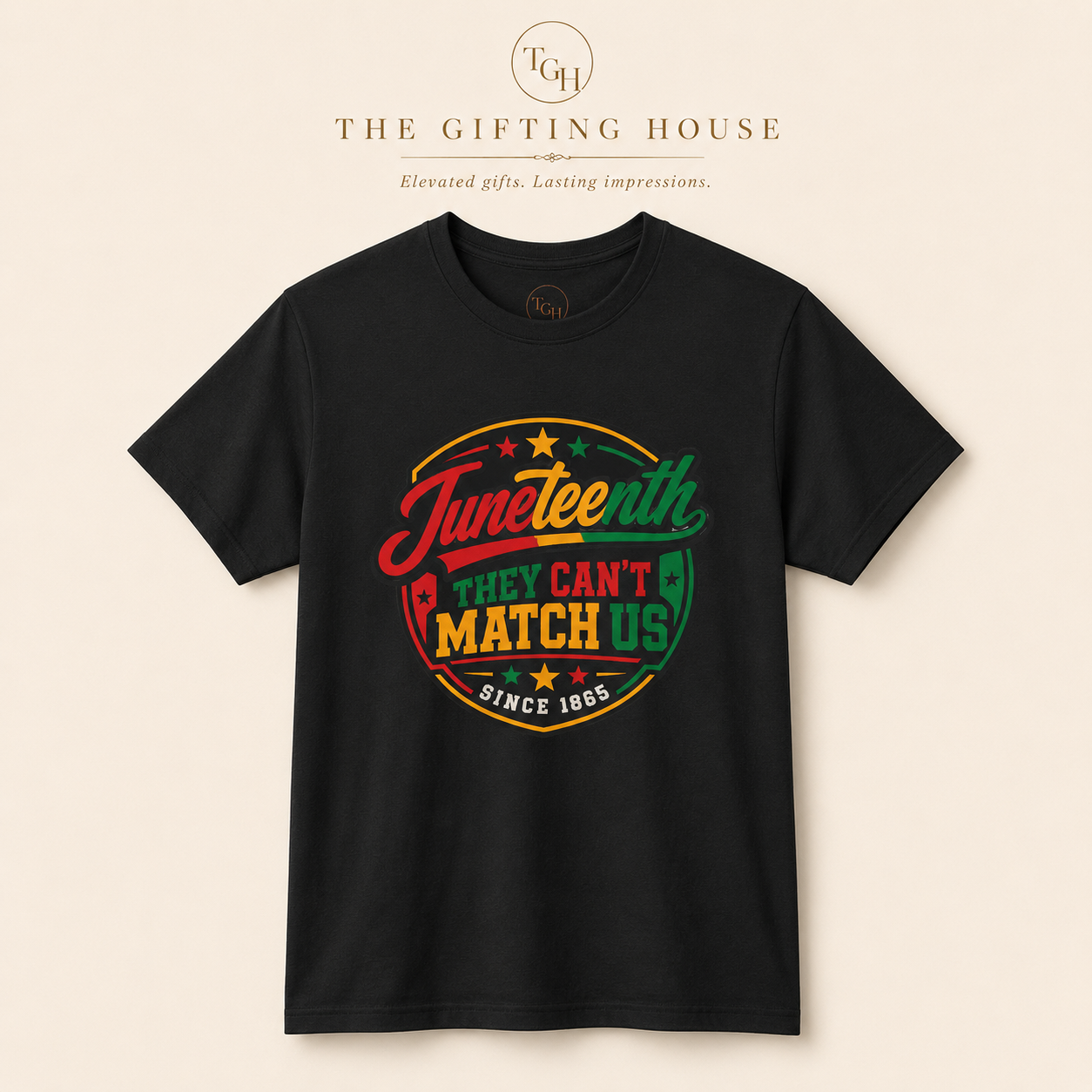 "They Can't Match Us" Retro Badge T-Shirt (Since 1865) - Juneteenth Tee Gift