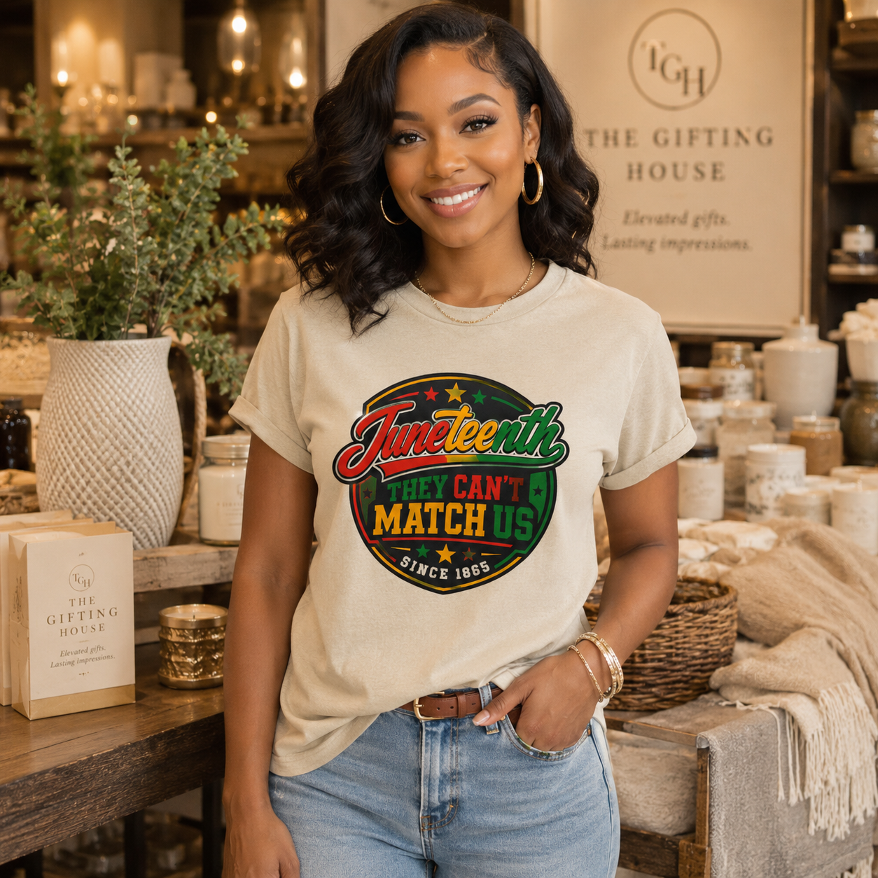 "They Can't Match Us" Retro Badge T-Shirt (Since 1865) - Juneteenth Tee Gift
