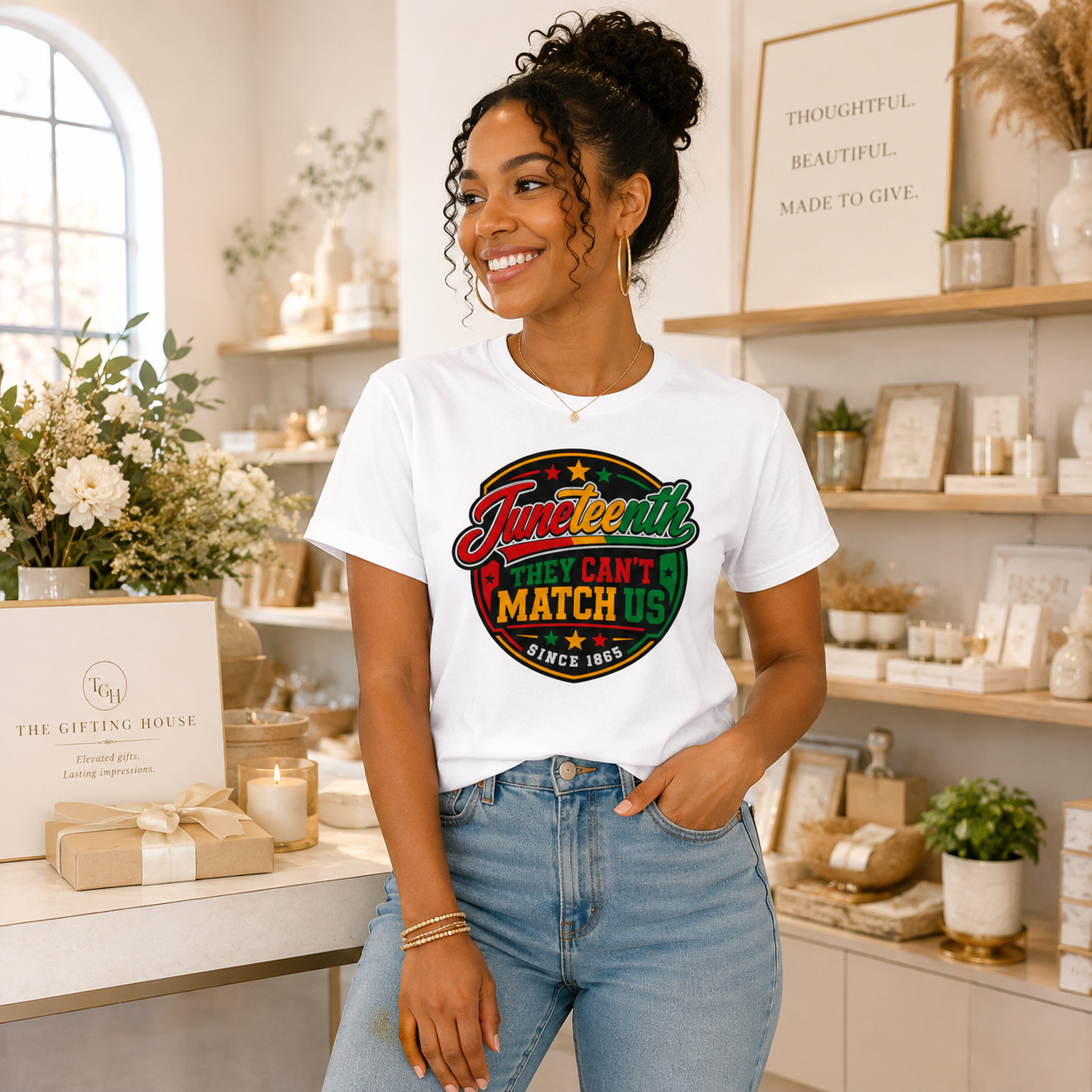 "They Can't Match Us" Retro Badge T-Shirt (Since 1865) - Juneteenth Tee Gift