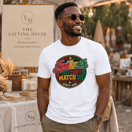 "They Can't Match Us" Retro Badge T-Shirt (Since 1865) - Juneteenth Tee Gift