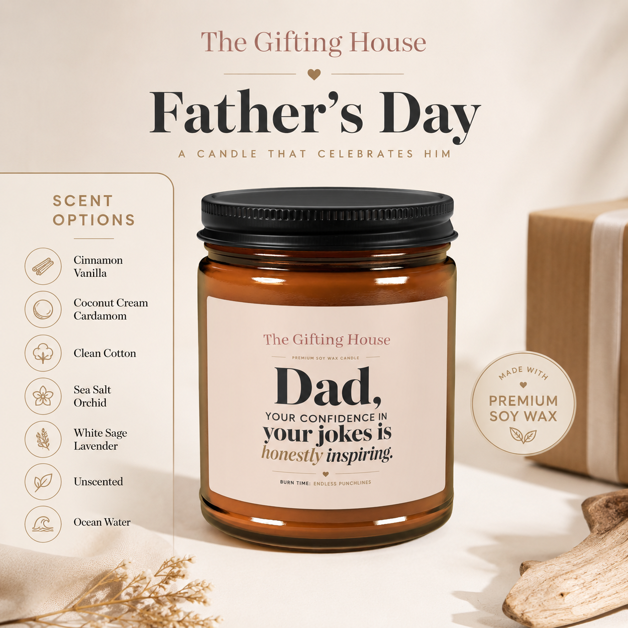 Endless Punchlines Soy Candle —  Father's Gift