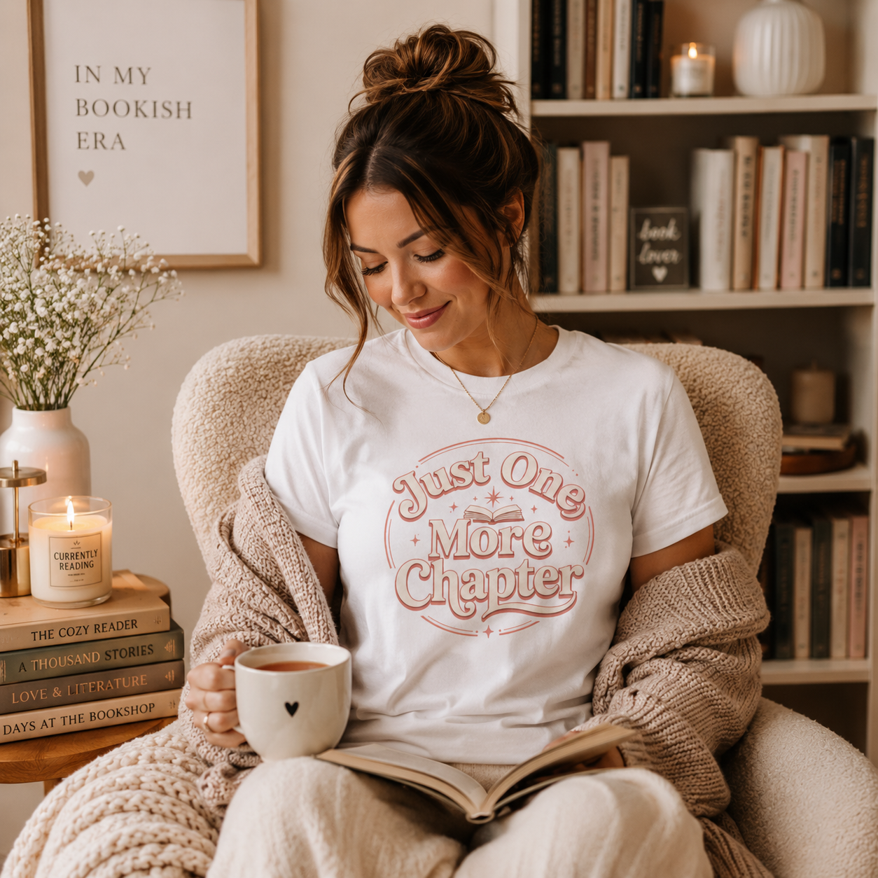 Just One More Chapter T-Shirt — Cozy Book Lover Tee Gift