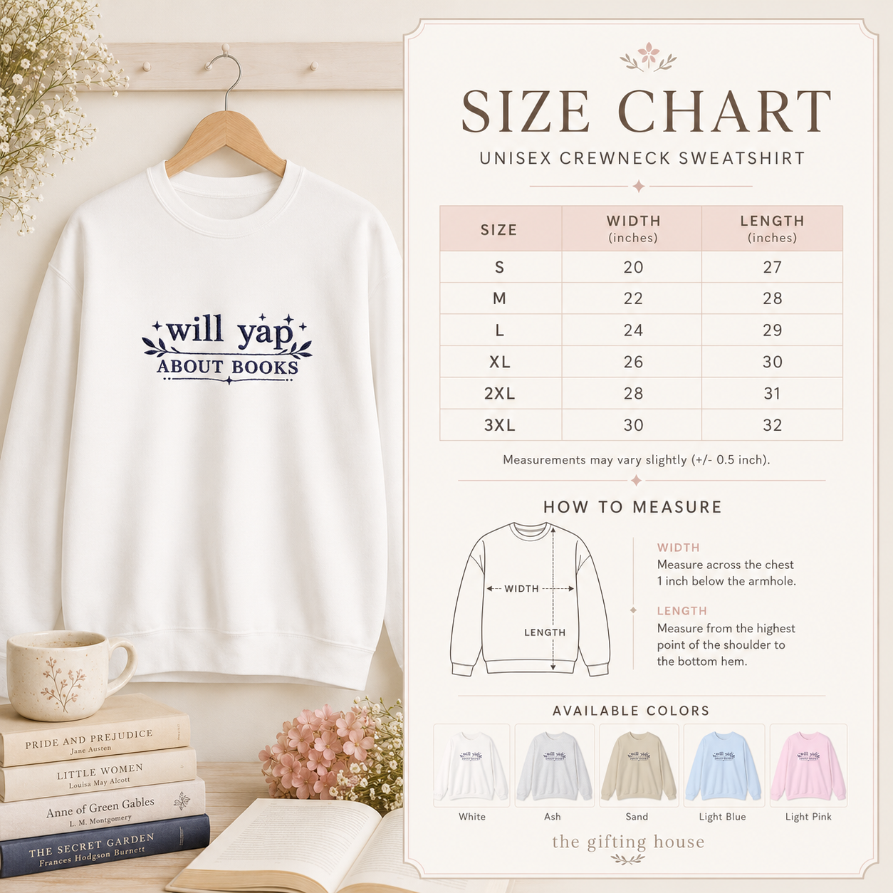"Will Yap About Books" Cozy Reader Pullover — Crewneck Sweatshirt Gift